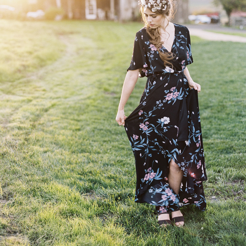 Show Me Your Mumu Sophia dark floral wrap maxi dress